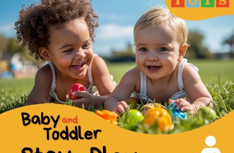A happy baby and toddler advertising our Bromborough Tots group